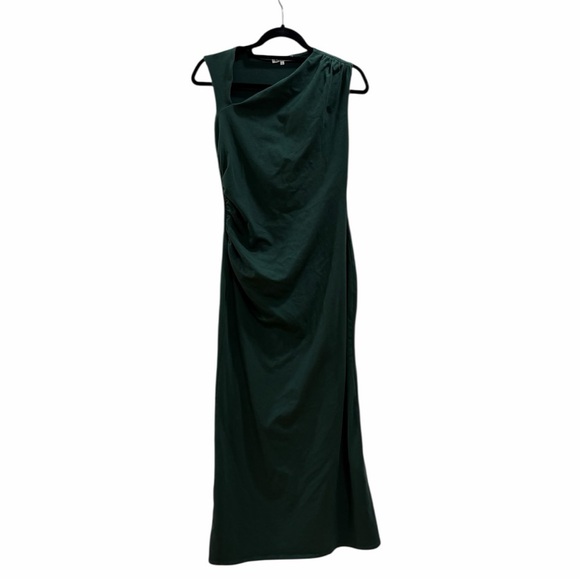 Reformation Amiah Ruched Knit Maxi Dress in Forest Green Size L - Picture 2 of 11